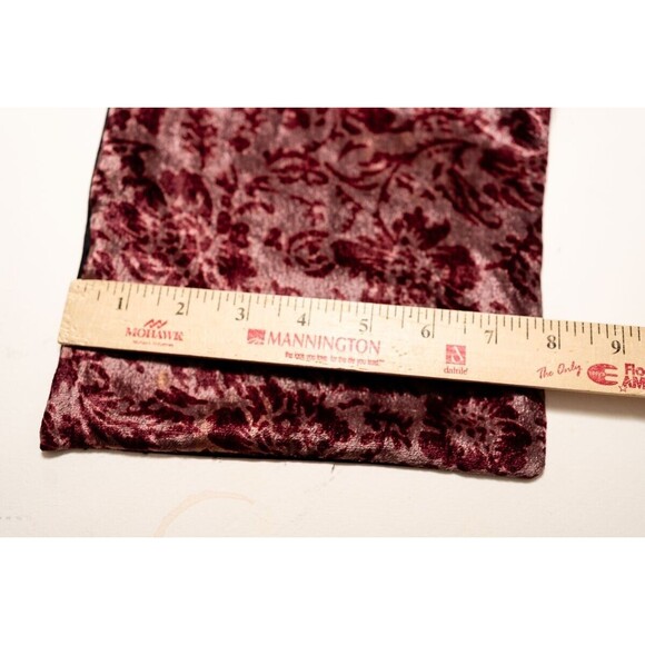 Velvet floral burnout rectangle scarf burgundy wine red 8" x 52" whimsigoth - Picture 3 of 4